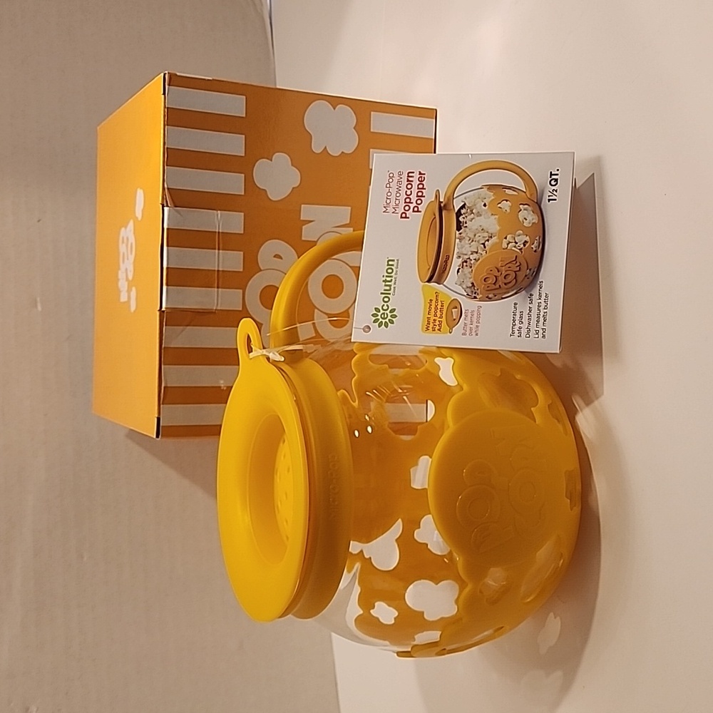 NWT Ecolution 1.5-Quart Yellow Microwave Popcorn Popper